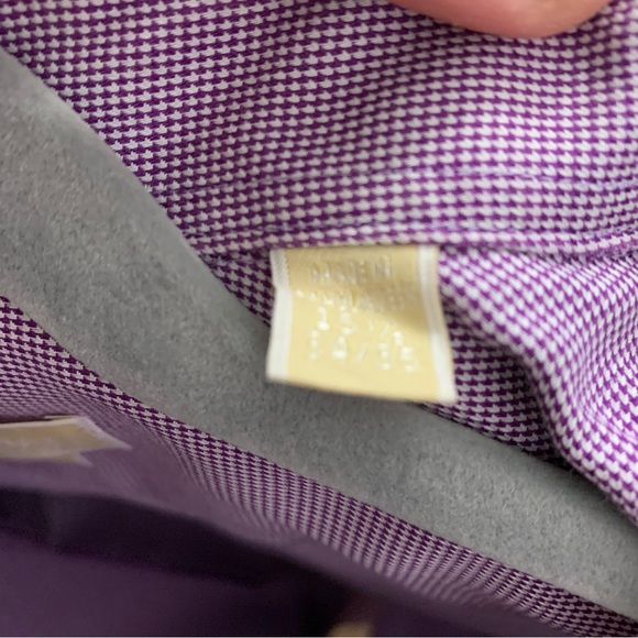 Michael Kors Mens No Iron Lavender Check Dress Shirt Size 15.5 (see mesurmnts) - Picture 3 of 6